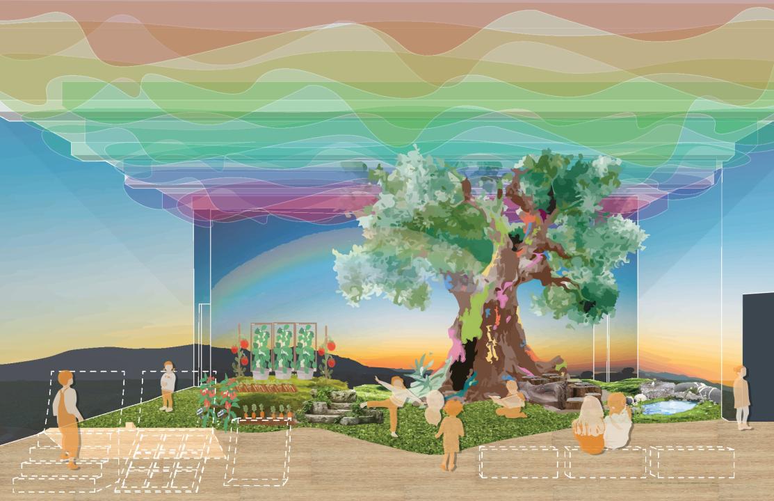 Artist rendering of updated Rainbow Room in Noah's Ark