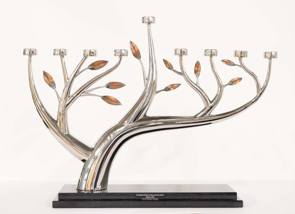 Zachary Oxman menorah on display at the Skirball.