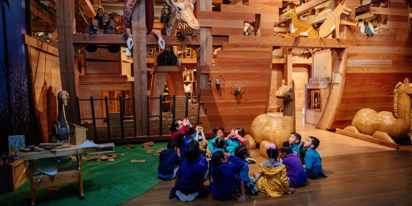 Students play in Noah's Ark.