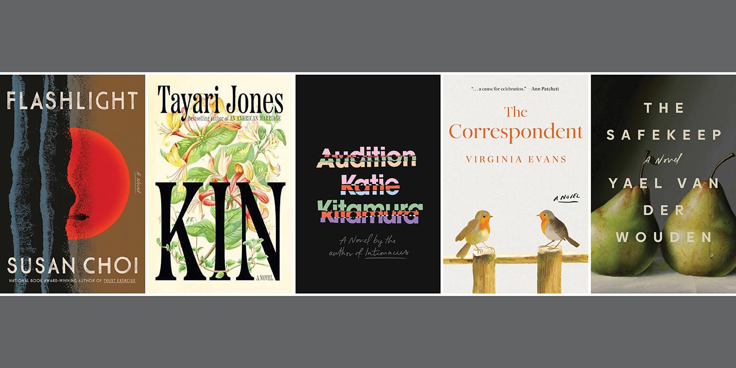 Five book covers are shown side by side