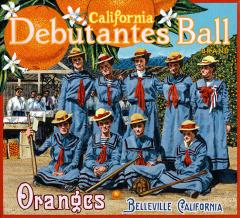painting featuring group of 19th century women baseball players and oranges