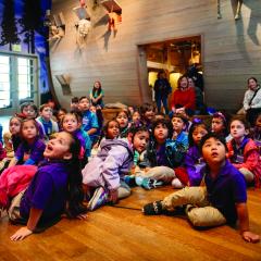 Students sit in Noah's Ark.